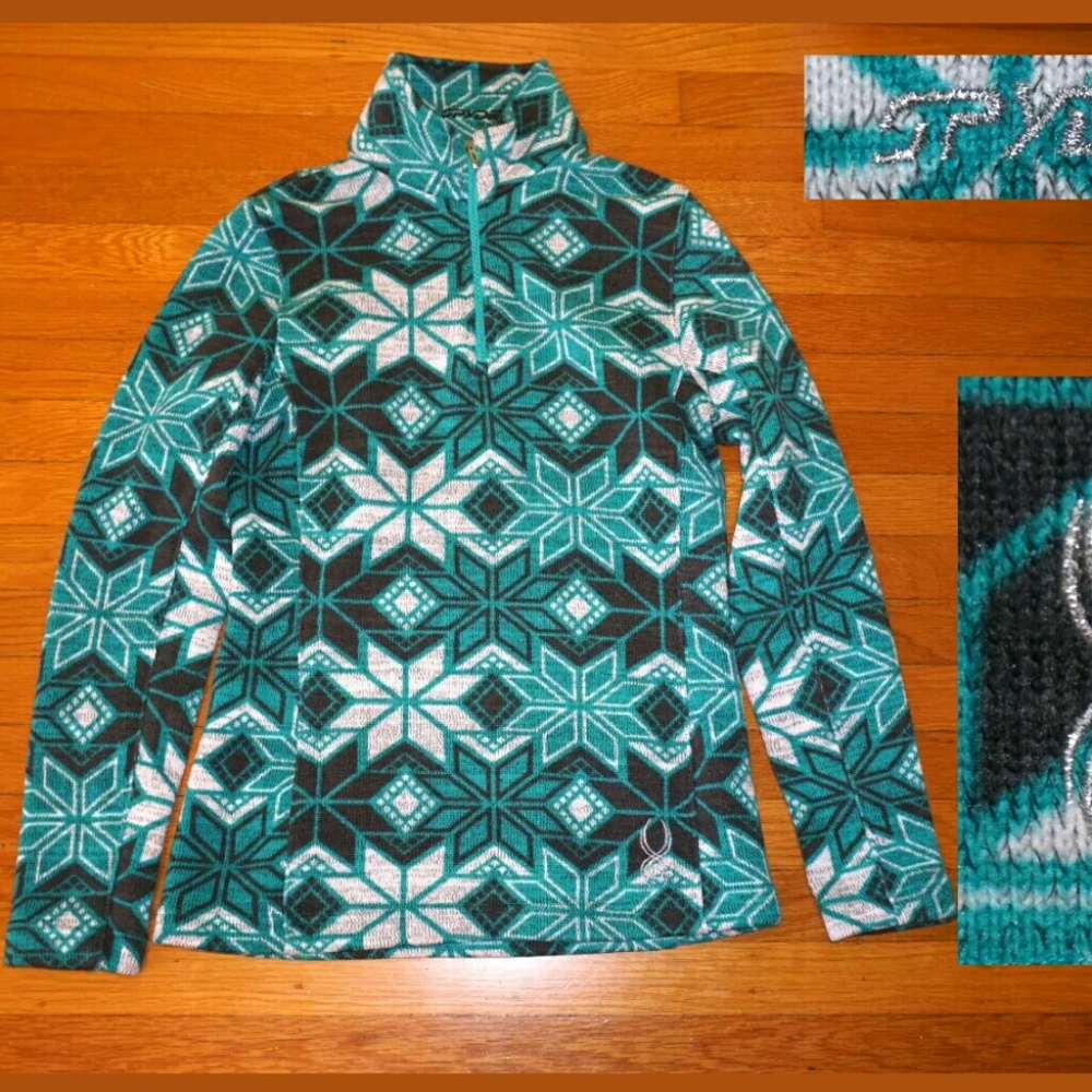 Spyder Dreamy Quarter Zip Snowflake Sweater Sz 10